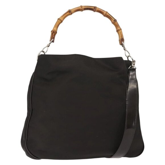 GUCCI Bamboo Shoulder Bag Nylon 2way Brown